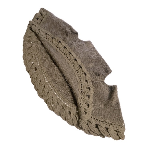 MONOREN Crochet Knit vest/ jacket, Faux Fur Brown SZ L - Picture 9 of 14